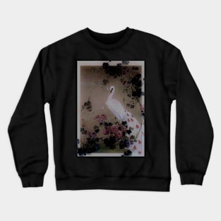 ORIENTAL JAPAN PAGODA STORK LOTUS CHINESE OIL PAINTING Crewneck Sweatshirt